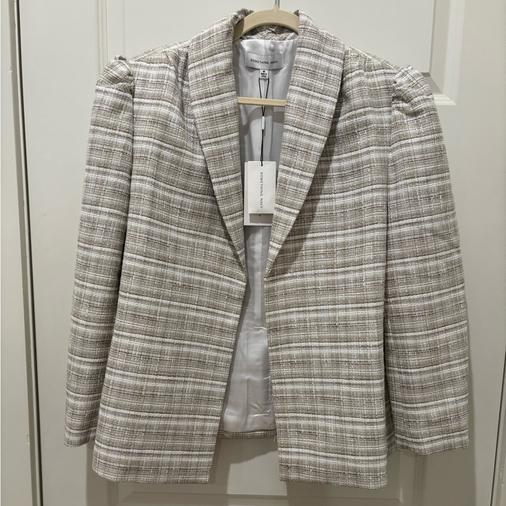 Something Navy Cream Plaid Blazer